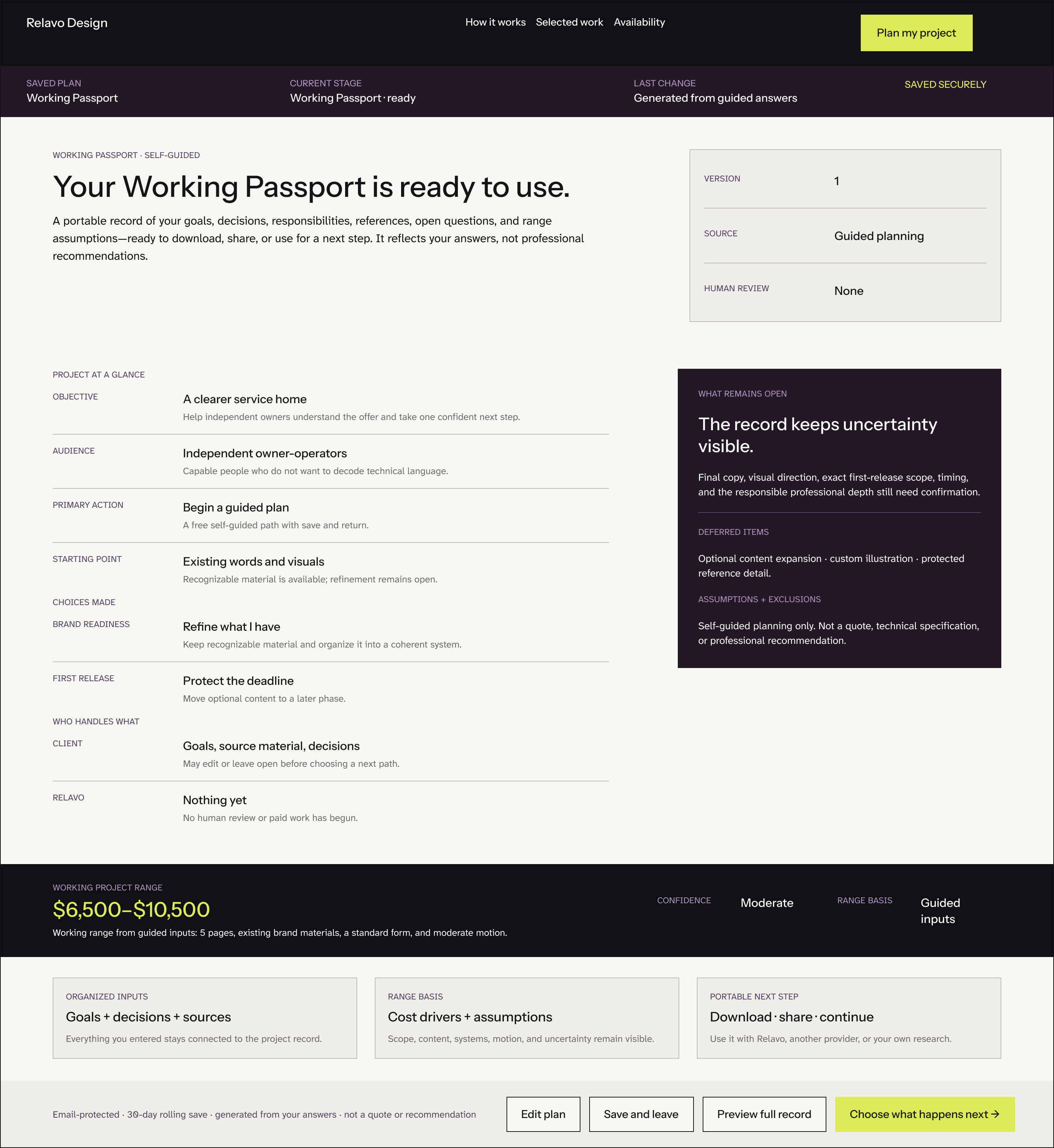 Relavo Working Passport prototype